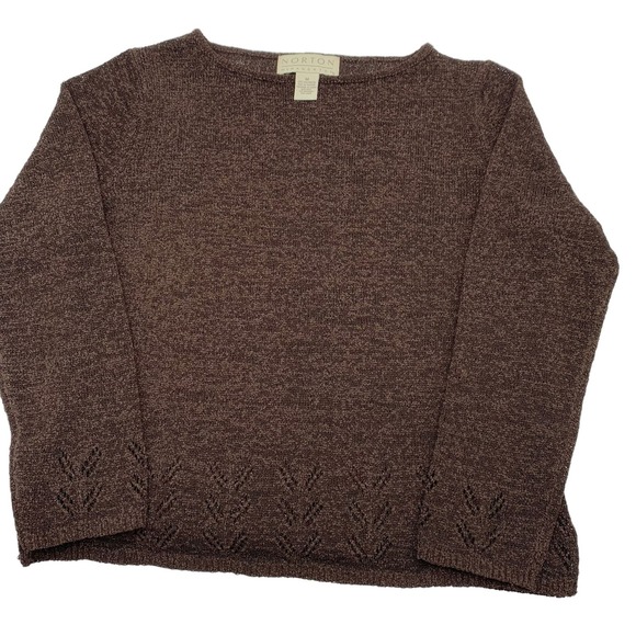 Norton McNaughton Pullover Sweater Boat Neck Stretch Terry Brown Women's Medium - Picture 2 of 7